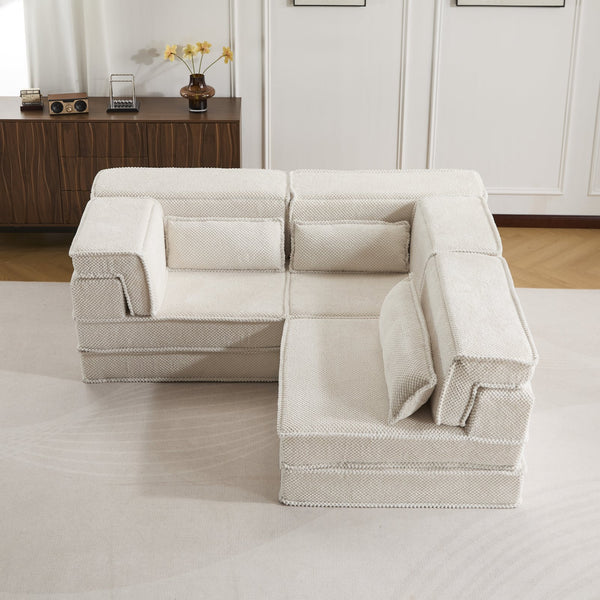 English Elm Compression Mahjong Sofa - Versatile Convertible Floor Bed, Soft Fleece, No Assembly, 3 Pillows W3723S00019