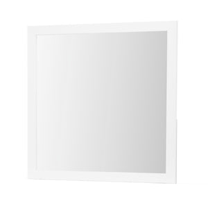 English Elm OMODA White Mirror with Solid Wood & MDF Frame, Sleek White Finish, Modern Acrylic Hardware, Contemporary Elegance B201P226205