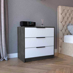 English Elm Kaia 3-Drawer Dresser with Spacious Top and Modern Two-Tone Finish, 27.5" Wide Storage Solution Multicolor 31.5 L x 21.3 W x 11 H B20092022