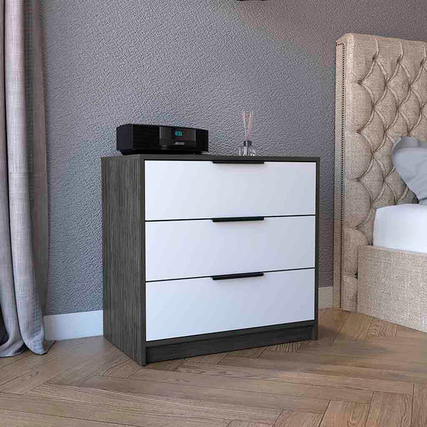 English Elm Kaia 3-Drawer Dresser with Spacious Top and Modern Two-Tone Finish, 27.5" Wide Storage Solution Multicolor 31.5 L x 21.3 W x 11 H B20092022