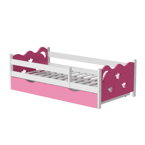 English Elm Kid's Twin Bed Frame Bamboo Mdf Build Star Moon Cutouts White Finish Toddler Bedroom W2992S00007
