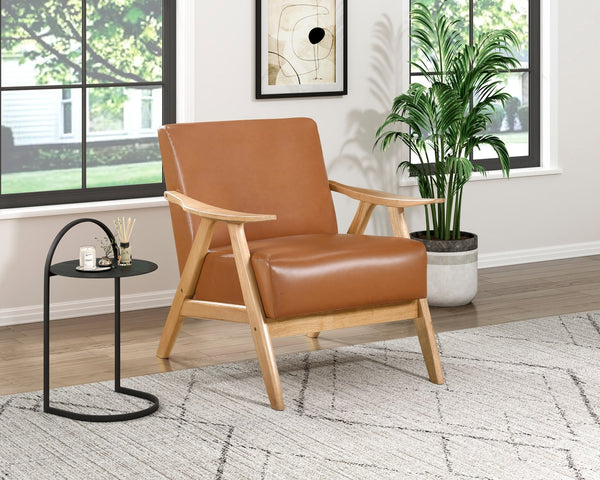 English Elm Modern Velvet Accent Chair with Dark Walnut Angular Frame, Streamlined Mid-Century Comfort Design Brown,Natural 35.5 L x 25.5 W x 20 H B011P271954
