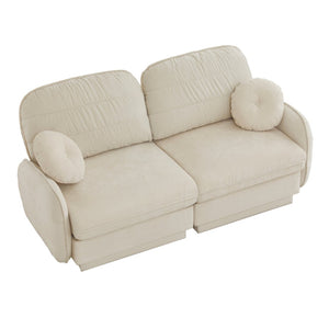 English Elm Chenille Cloud Loveseat with Quilted Back Pillows Deep Seat Comfort for Living Room W714S01747
