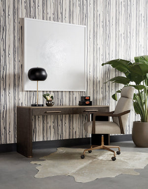 Sunpan Collin Office Chair - Stylish Bovine Leather with Elegant Iron Frame for Modern Workspace Comfort Brown / Saloon Light Grey Leather