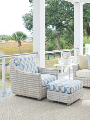 Lexington Tommy Bahama Outdoor 3430-44-40 Seabrook Ottoman - Elegant Outdoor Cushion Set In Oyster White, Durable & Stylish Design  Wood 3430-44-40