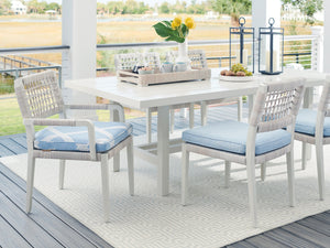 Lexington Tommy Bahama Outdoor 3430-877 Seabrook Rectangular Dining Table - Elegant Outdoor Design With Oyster White Finish Ivory Wood 3430-877