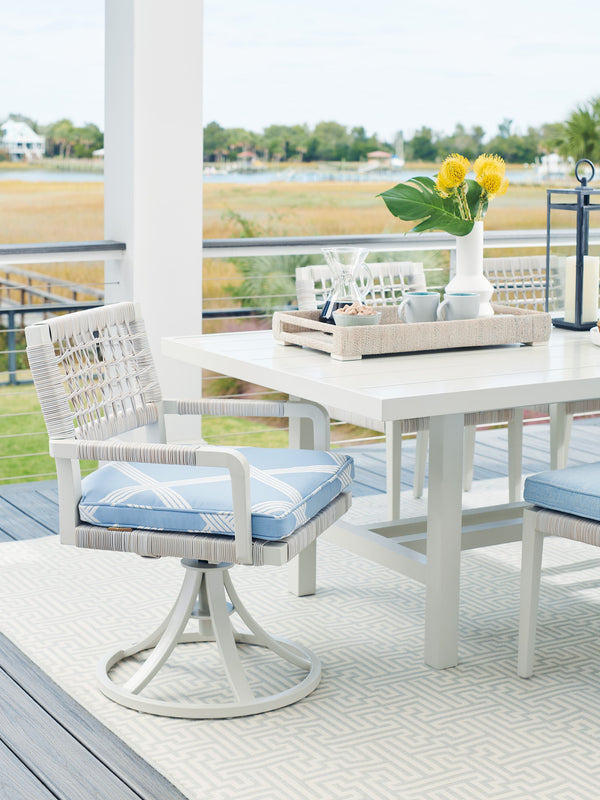 Lexington Tommy Bahama Outdoor 3430-877 Seabrook Rectangular Dining Table - Elegant Outdoor Design With Oyster White Finish Ivory Wood 3430-877
