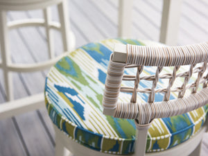 Lexington Tommy Bahama Outdoor 3430 Seabrook Outdoor Stool - Stylish Oyster White Finish With Herringbone Wicker For Modern Spaces  Wood 3430-16sw-40