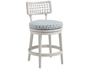 Lexington Tommy Bahama Outdoor 3430 Seabrook Outdoor Stool - Stylish Oyster White Finish With Herringbone Wicker For Modern Spaces  Wood 3430-17sw-40