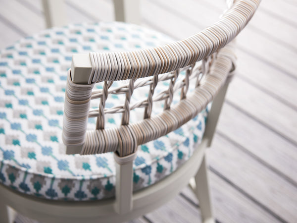 Lexington Tommy Bahama Outdoor 3430 Seabrook Outdoor Stool - Stylish Oyster White Finish With Herringbone Wicker For Modern Spaces  Wood 3430-17sw-40