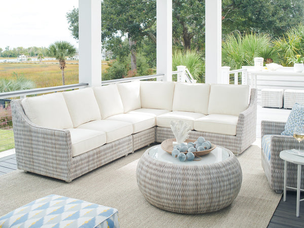 Lexington Tommy Bahama Outdoor Seabrook Sectional - Stylish Outdoor Living With All-weather Wicker And Elegant Artistic Glass Tops  Wood 3430-50s-40