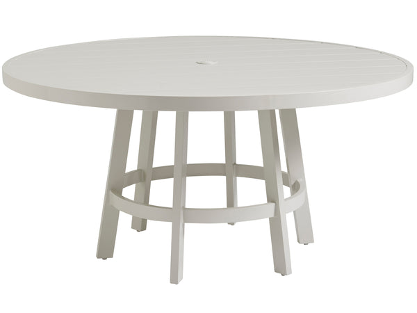 Lexington Tommy Bahama Outdoor 3430-870c Seabrook Round Dining Table – Stylish Outdoor Living With Herringbone Wicker & Glass Top Ivory Wood 3430-870c