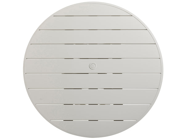 Lexington Tommy Bahama Outdoor 3430-870c Seabrook Round Dining Table – Stylish Outdoor Living With Herringbone Wicker & Glass Top Ivory Wood 3430-870c