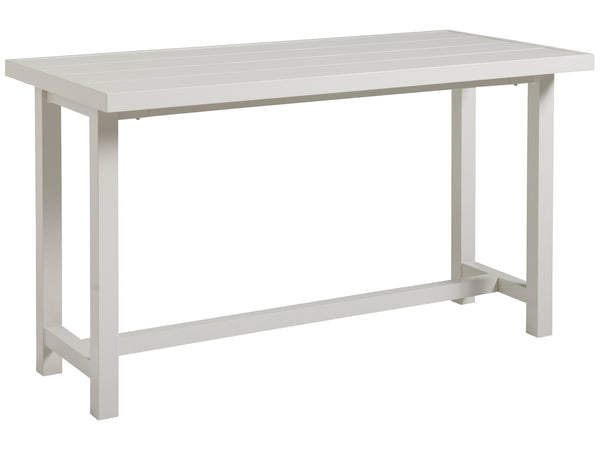 Lexington Tommy Bahama Outdoor 3430-873 Seabrook High/Low Bistro Table - Stylish Outdoor Dining With Oyster White Finish & Glass Top Ivory Wood 3430-873