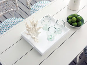 Lexington Tommy Bahama Outdoor 3430-873 Seabrook High/Low Bistro Table - Stylish Outdoor Dining With Oyster White Finish & Glass Top Ivory Wood 3430-873