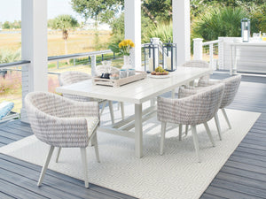 Lexington Tommy Bahama Outdoor 3430-877 Seabrook Rectangular Dining Table - Elegant Outdoor Design With Oyster White Finish Ivory Wood 3430-877