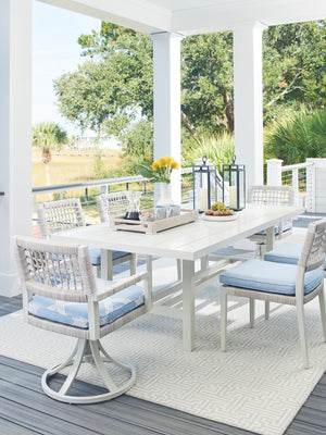 Lexington Tommy Bahama Outdoor 3430-877 Seabrook Rectangular Dining Table - Elegant Outdoor Design With Oyster White Finish Ivory Wood 3430-877