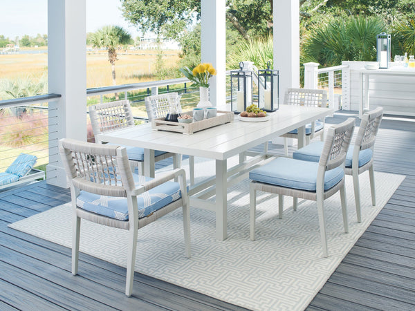 Lexington Tommy Bahama Outdoor 3430-877 Seabrook Rectangular Dining Table - Elegant Outdoor Design With Oyster White Finish Ivory Wood 3430-877