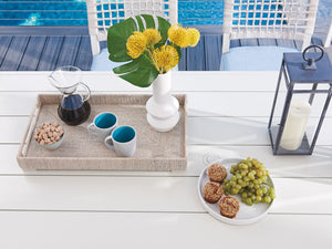 Lexington Tommy Bahama Outdoor 3430-877 Seabrook Rectangular Dining Table - Elegant Outdoor Design With Oyster White Finish Ivory Wood 3430-877