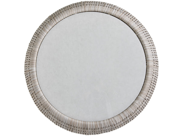 Lexington Tommy Bahama Outdoor 3430-943c Stylish Round Cocktail Table With Artistic White Glass Top For Elegant Outdoor Living Spaces Ivory Wood 3430-943c