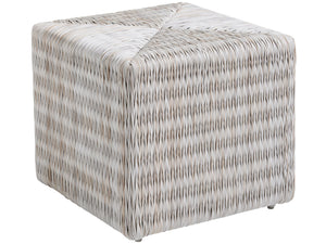 Lexington Tommy Bahama Outdoor 3430-944 Stylish Cube Ottoman - All-weather Wicker In Ivory, Taupe & Gray For Elegant Outdoor Living Ivory Wood 3430-944