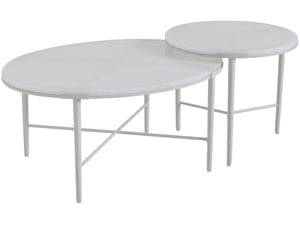 Lexington Tommy Bahama Outdoor 3430-947c Seabrook Bunching Cocktail Table - Elegant Outdoor Living With Artistic White Glass Top Ivory Wood 3430-947c