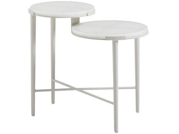 Lexington Tommy Bahama Outdoor 3430-957c Seabrook Tiered End Table - Contemporary Outdoor Accent With Artistic White Glass Top Ivory Wood 3430-957c
