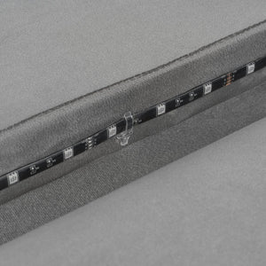 English Elm Twin Upholstered Daybed with LED Armrest Lighting, Hidden Storage Shelves & Lift-Up Pull-Out Trundle Gray SF000198AAE