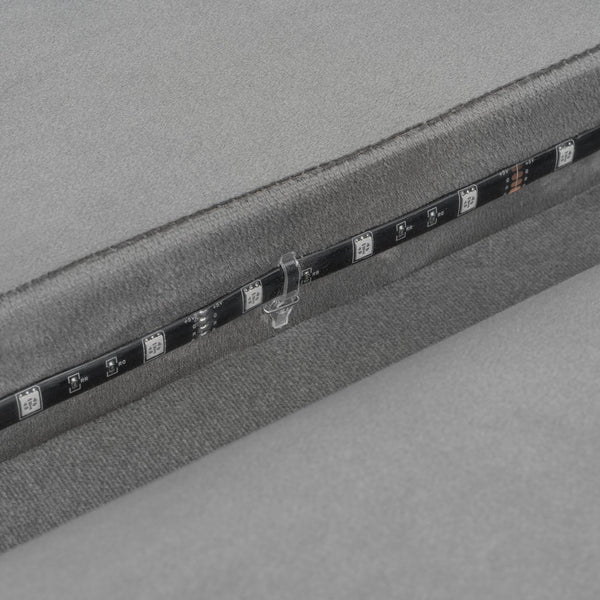 English Elm Twin Upholstered Daybed with LED Armrest Lighting, Hidden Storage Shelves & Lift-Up Pull-Out Trundle Gray SF000198AAE