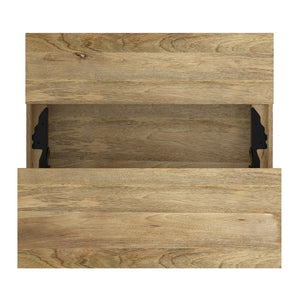 English Elm Jager Mango Wood Lift-Top Coffee Table with Hidden Storage, Gold Brass Inlays & Angled Iron Legs B136P203435