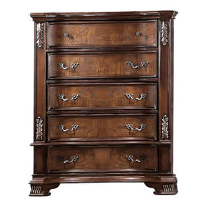 English Elm Brown Cherry Chest with Genuine Marble Top Bronze Hardware Traditional Bedroom Storage B2741P448891