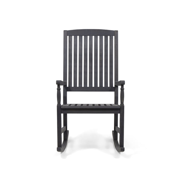 English Elm Christopher Knight Home® - Acacia Outdoor Porch Rocking Chair – Durable Acacia Hardwood, Rustic Slat Design, Smooth Rocking Motion DARK GREY 65490.00DGRY