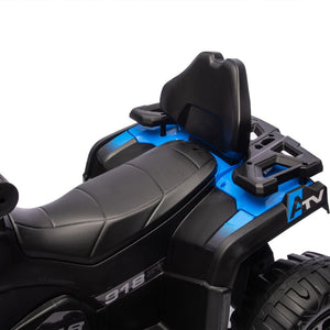 English Elm 24v Kids Electric Ride-on Atv with Dual Motors Bluetooth Led Lights and Flag Poles Blue W1578P305894