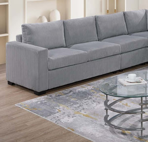 English Elm Modern 4-Piece Corduroy L-Shaped Sectional Sofa with Console, Cup Holders, USB Port, Plush Seating Light Gray 53.5 L x 39 W x 27 H B011S01753