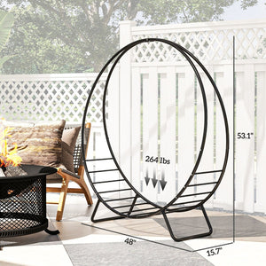 English Elm Outsunny 48 Inch Heavy-Duty Firewood Rack With Waterproof Cover, Elevated Log Storage For Indoor/Outdoor Use W2225P249988-GIGA