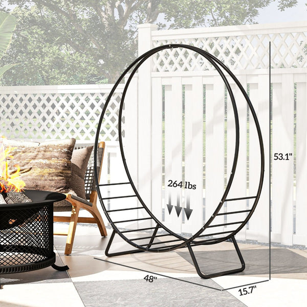 English Elm Outsunny 48 Inch Heavy-Duty Firewood Rack With Waterproof Cover, Elevated Log Storage For Indoor/Outdoor Use W2225P249988-GIGA