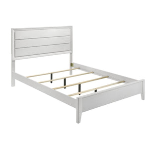 English Elm White California King Panel Bed Wave Texture Headboard Solid Wood Contemporary Frame B2741S00878