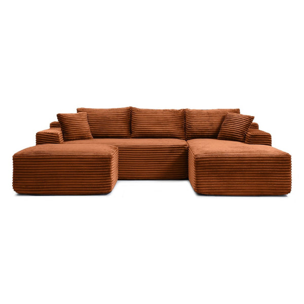 English Elm Corduroy Cloud Ottoman Frameless Memory Foam Modular Footrest for Living Room Lounging Orange W1117P387980