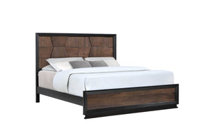 English Elm Houston King Bedroom Set Walnut Espresso Wood with Geometric Panel Headboard 5 Piece B009S01699