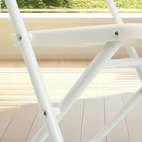 English Elm 4-pack Powder-coated Steel Folding Chairs Faux Leather Seat Stackable Indoor Outdoor W2071P368564