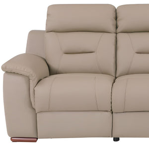 Homeroots 90" Beige Faux Leather Sofa With Brown Legs Beige  343837