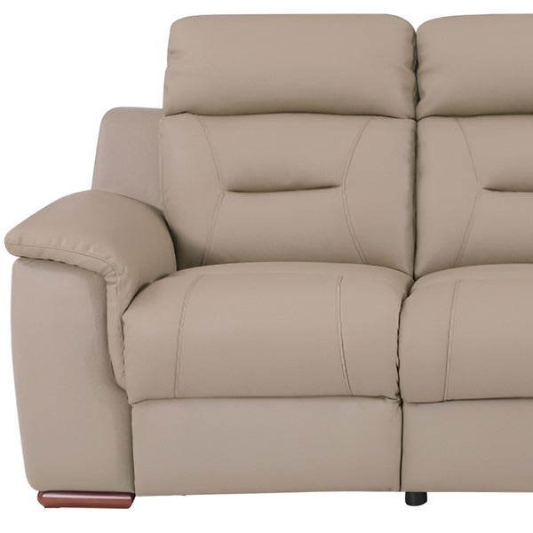 Homeroots 90" Beige Faux Leather Sofa With Brown Legs Beige  343837