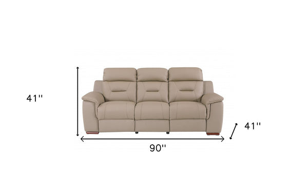 Homeroots 90" Beige Faux Leather Sofa With Brown Legs Beige  343837