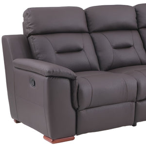 HomeRoots 90" Brown Faux Leather Sofa - Stylish, Comfortable Seating for Modern Living Rooms & Family Spaces 343838