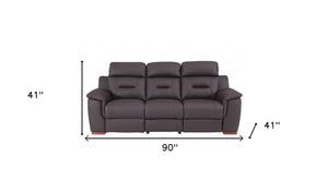 Homeroots 90" Brown Faux Leather Sofa Brown  343838