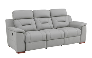 Homeroots 90" Gray Faux Leather Reclining Sofa With Brown Legs Grey  343839