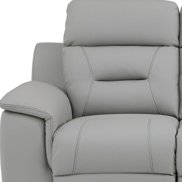 HomeRoots 90" Gray Faux Leather Reclining Sofa - Stylish Comfort for 3 with Durable Frame & Modern Design 343839