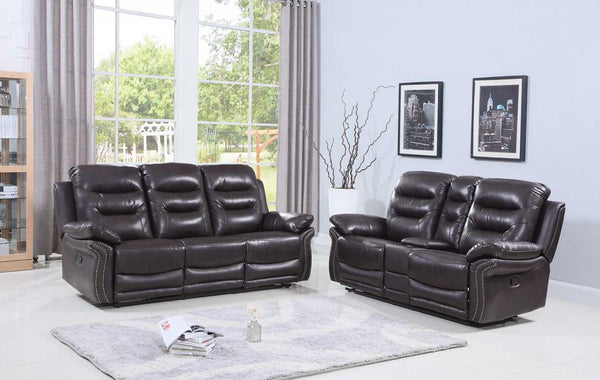 Homeroots Two Piece Indoor Brown Faux Leather Five Person Seating Set Brown  343840