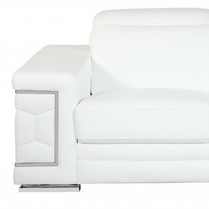 Homeroots Two Piece Indoor White Italian Leather Five Person Seating Set White  343843