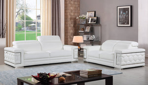 Homeroots Two Piece Indoor White Italian Leather Five Person Seating Set White  343843